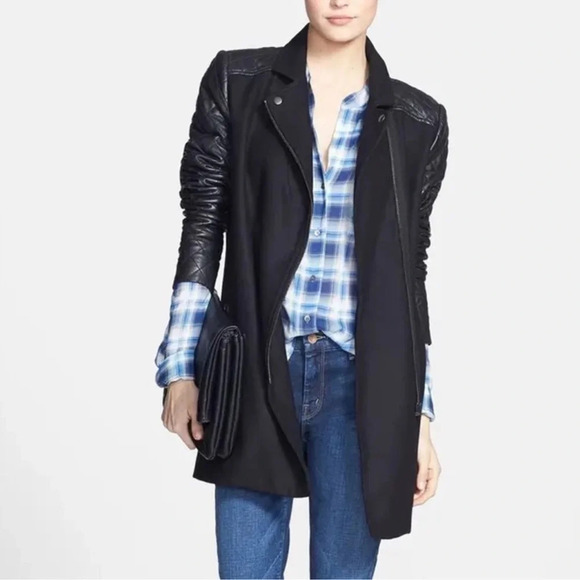 Trouve Quilted Leather Asymmetrical Zip Jacket - Picture 4 of 14